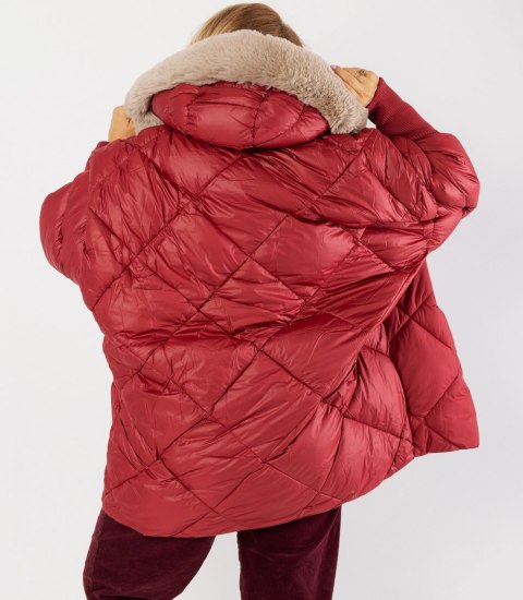 Kurtka zimowa oversize z kapturem i futerkiem NORDIC PUFF (Czerwony) XXL (44) Kurtka zimowa oversize z kapturem i futerkiem NORDIC PUFF (Czerwony) XXL (44)