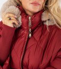 Kurtka zimowa oversize z kapturem i futerkiem NORDIC PUFF (Czerwony) XXL (44)