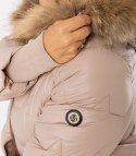 Pikowana kurtka zimowa z kapturem futerkiem ARIA PUFF PLUS SIZE (Beżowy) 7XL (54)