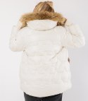 Pikowana kurtka zimowa z kapturem futerkiem ARIA PUFF PLUS SIZE (Biały) 7XL (54)