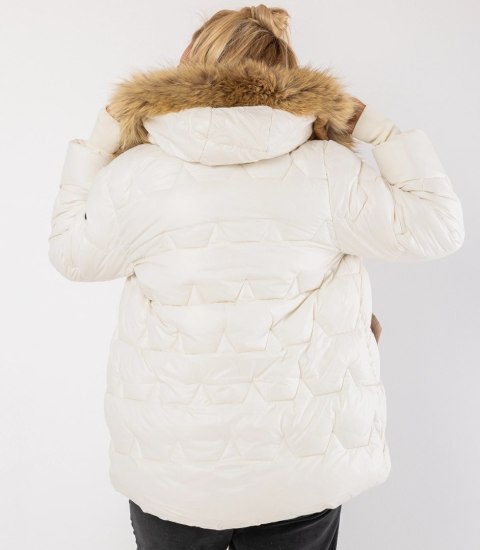 Pikowana kurtka zimowa z kapturem futerkiem ARIA PUFF PLUS SIZE (Biały) 7XL (54) Pikowana kurtka zimowa z kapturem futerkiem ARIA PUFF PLUS SIZE (Biały) 7XL (54)