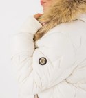 Pikowana kurtka zimowa z kapturem futerkiem ARIA PUFF PLUS SIZE (Biały) 7XL (54)