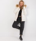Pikowana kurtka zimowa z kapturem futerkiem ARIA PUFF PLUS SIZE (Biały) 7XL (54)