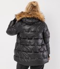 Pikowana kurtka zimowa z kapturem futerkiem ARIA PUFF PLUS SIZE (Czarny) 7XL (54)
