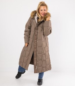 Długa kurtka pikowany płaszcz zimowy URBAN LONG PUFF (Brązowy) XXL (44)