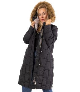 Długa kurtka pikowany płaszcz zimowy URBAN LONG PUFF (Czarny) XXL (44)