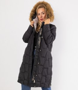 Długa kurtka pikowany płaszcz zimowy URBAN LONG PUFF (Czarny) XXL (44)
