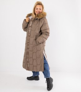Długa kurtka pikowany płaszcz zimowy URBAN LONG PUFF PLUS SIZE (Brązowy) 7XL (54)