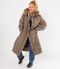 Długa kurtka pikowany płaszcz zimowy URBAN LONG PUFF PLUS SIZE (Brązowy) 7XL (54)