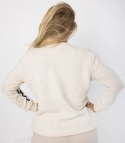 Klasyczny sweter damski z aplikacją kwiat 3D CLASSIC BLOOM (Beżowy)