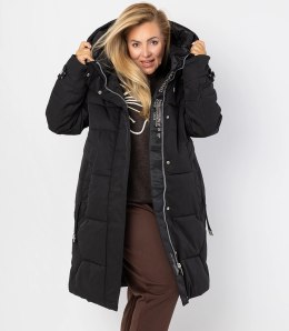 Długi zimowy pikowany płaszcz kurtka ciepła SUZANA PLUS SIZE (Czarny) 7XL (54)