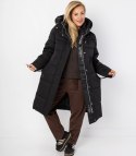 Długi zimowy pikowany płaszcz kurtka ciepła SUZANA PLUS SIZE (Czarny) 7XL (54)