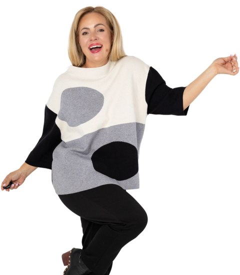 Elegancki sweter z półgolfem i geometrycznym wzorem DOT ART (Czarny || Wielokolorowy) Elegancki sweter z półgolfem i geometrycznym wzorem DOT ART (Czarny || Wielokolorowy)