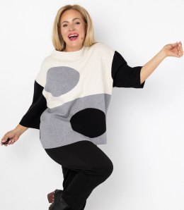 Elegancki sweter z półgolfem i geometrycznym wzorem DOT ART (Czarny || Wielokolorowy)