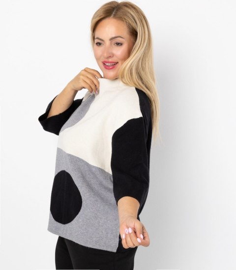 Elegancki sweter z półgolfem i geometrycznym wzorem DOT ART (Czarny || Wielokolorowy) Elegancki sweter z półgolfem i geometrycznym wzorem DOT ART (Czarny || Wielokolorowy)
