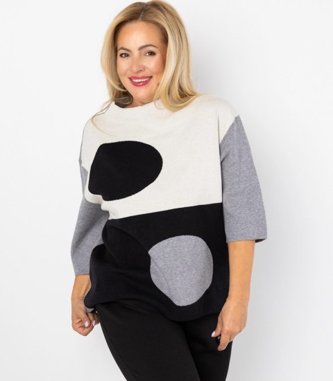 Elegancki sweter z półgolfem i geometrycznym wzorem DOT ART (Szary || Wielokolorowy) Elegancki sweter z półgolfem i geometrycznym wzorem DOT ART (Szary || Wielokolorowy)