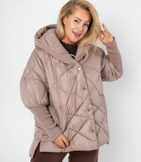 Kurtka zimowa z ozdobnymi ściągaczami oversize DIAMOND (Beżowy) XXL (44) Kurtka zimowa z ozdobnymi ściągaczami oversize DIAMOND (Beżowy) XXL (44)