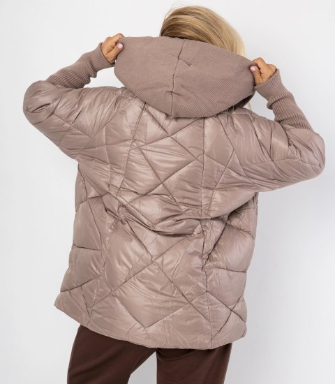 Kurtka zimowa z ozdobnymi ściągaczami oversize DIAMOND (Beżowy) XXL (44) Kurtka zimowa z ozdobnymi ściągaczami oversize DIAMOND (Beżowy) XXL (44)