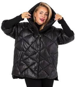 Kurtka zimowa z ozdobnymi ściągaczami oversize DIAMOND (Czarny) XXL (44)