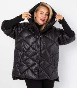 Kurtka zimowa z ozdobnymi ściągaczami oversize DIAMOND (Czarny) XXL (44)
