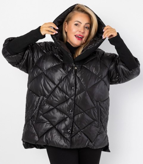 Kurtka zimowa z ozdobnymi ściągaczami oversize DIAMOND (Czarny) XXL (44) Kurtka zimowa z ozdobnymi ściągaczami oversize DIAMOND (Czarny) XXL (44)
