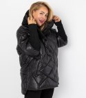 Kurtka zimowa z ozdobnymi ściągaczami oversize DIAMOND (Czarny) XXL (44)