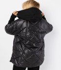 Kurtka zimowa z ozdobnymi ściągaczami oversize DIAMOND (Czarny) XXL (44)