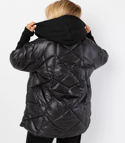 Kurtka zimowa z ozdobnymi ściągaczami oversize DIAMOND (Czarny) XXL (44) Kurtka zimowa z ozdobnymi ściągaczami oversize DIAMOND (Czarny) XXL (44)