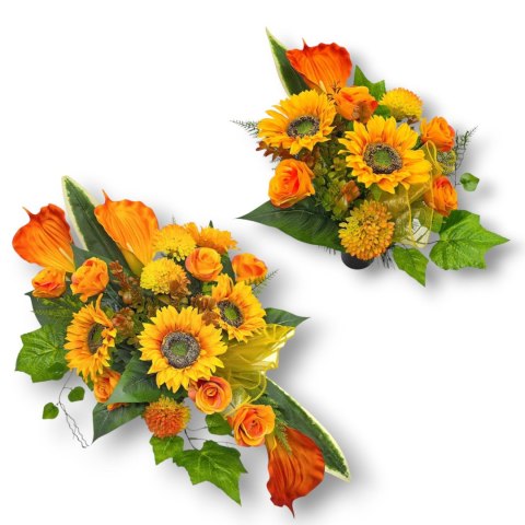 STROIK NA CMENTARZ KWIATY NA GRÓB POMNIK MISA Z OBCIĄŻENIEM SŁONECZNIKI