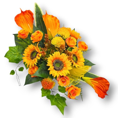 STROIK NA CMENTARZ KWIATY NA GRÓB POMNIK MISA Z OBCIĄŻENIEM SŁONECZNIKI