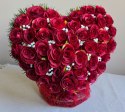 PRZEPIĘKNE DUŻE SERCE XL Z CZERWONYCH RÓŻ NA CMENTARZ WSZYSTKICH ŚWIĘTYCH