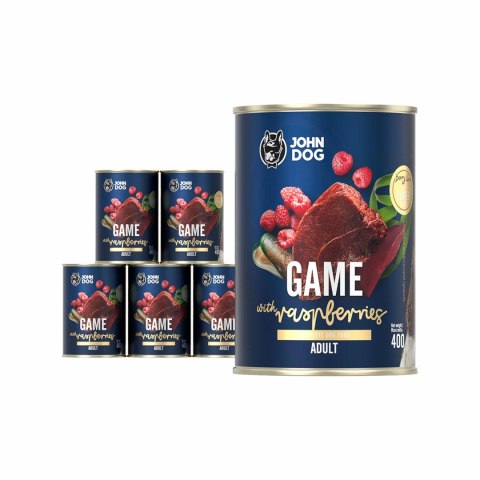 JOHN DOG Berry Adult Dziczyzna z malinami - mokra karma dla psa - 400 g