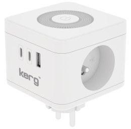 Kerg smart - kostka zasilająca 2-gniazdowa + ładowarka USB-A+USB-C + lampka LED 16A/250V~