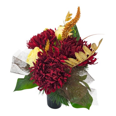 Bukiet flakon stroik na cmentarz kompozycja kwiatowa na wszystkich świętych