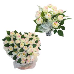 KOMPLET ZESTAW STROIKI NA CMENTARZ BUKIET SERCE KWIATY NA GRÓB