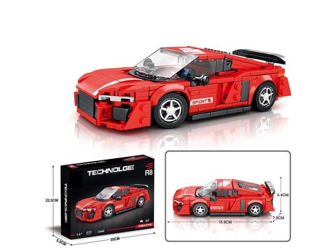 Zestaw Klocków Auto Sportowe Czerwone 373el.