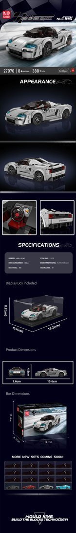 Zestaw Klocków Pojazd Sportowe Srebrne 388el.