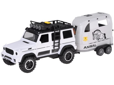 Auto terenowe z otwieraną przyczepą bukmanką + KOŃ Światło i dźwięk ZA5912