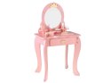 Drewniana Królewska Toaletka z lustrem + krzesełko + akcesoria ZA5934