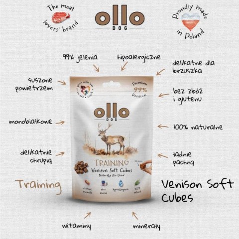 Ollo Air Dried Training Venison Cubes dla psa 80g